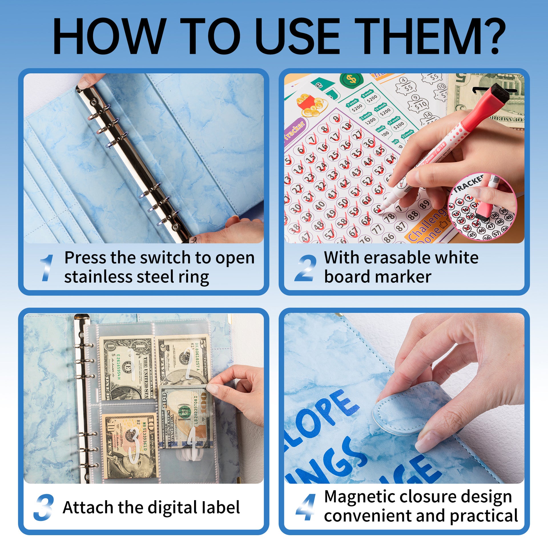 Wholesale 100 Envelope Challenge Couple Loose Page Savings Notebook